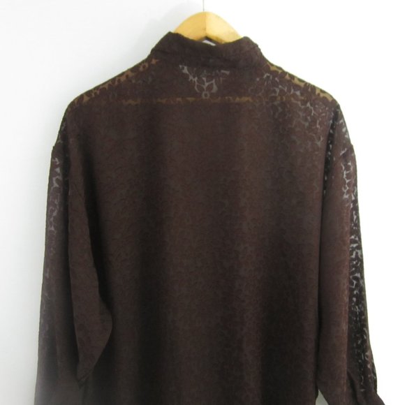 Vintage Prete Woman Plus 3X Brown Floral LS Blouse Shirt Silky Cottagecore - Picture 12 of 12